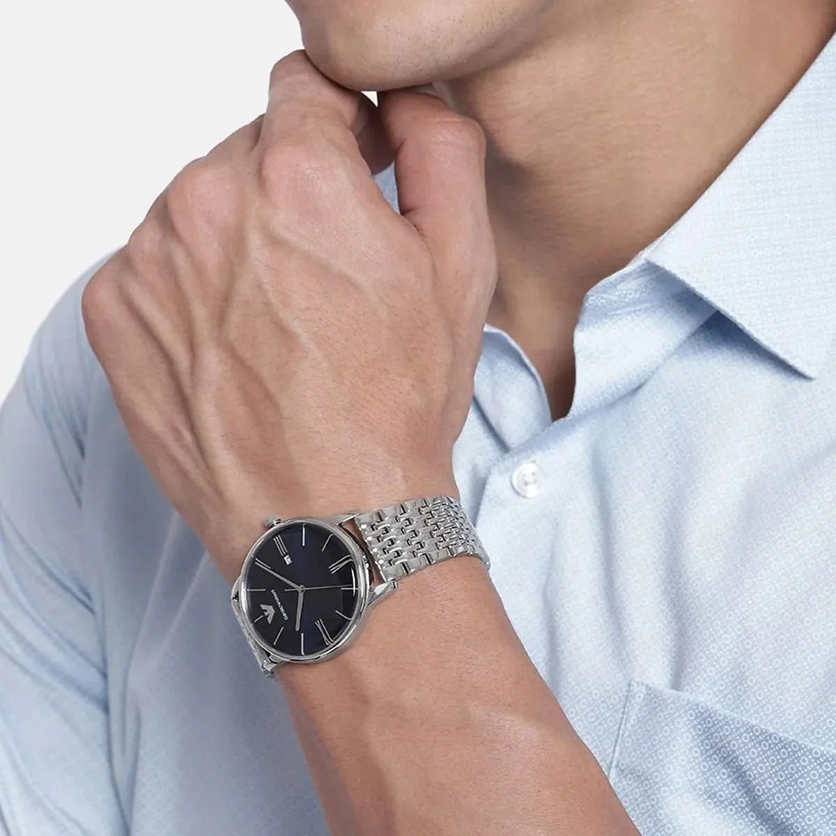 Emporio Armani Chronograph Blue Dial and Silver Stainless Steel 43mm Men's Watch | AR11674 | TIME Watches