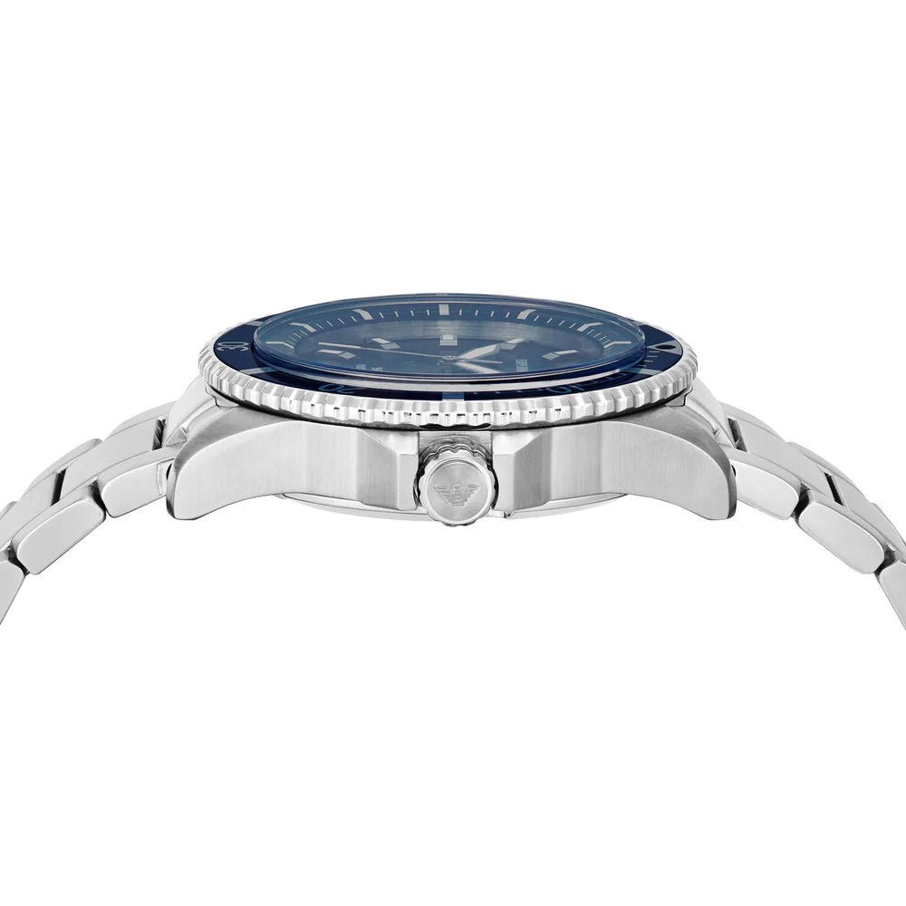 Emporio Armani Chronograph Blue Dial and Silver Stainless Steel 43mm Men's Watch | AR11697 | TIME Watches
