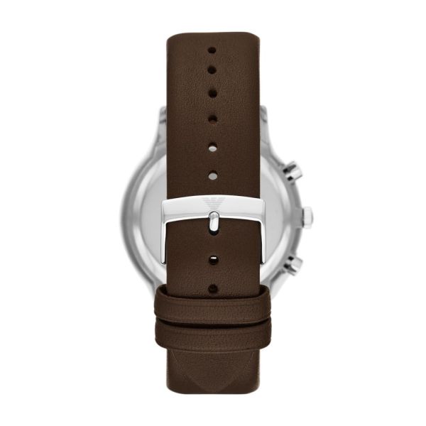 Emporio Armani Chronograph Blue Dial and Brown Leather 43mm Men's Watch | AR11490