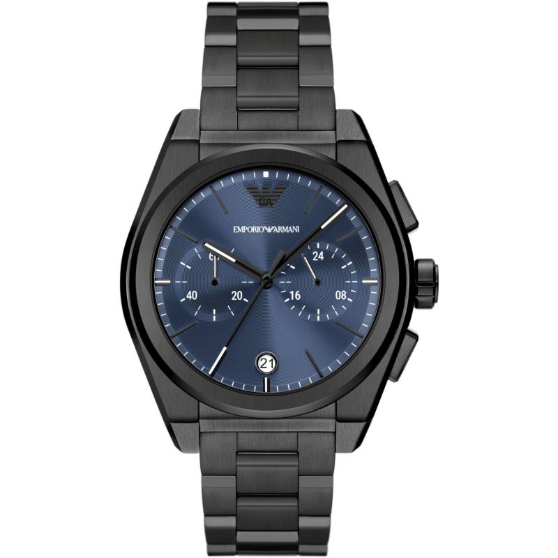 Emporio Armani Chronograph Blue Dial and Gunmetal Stainless Steel 43mm Men's Watch | AR11561