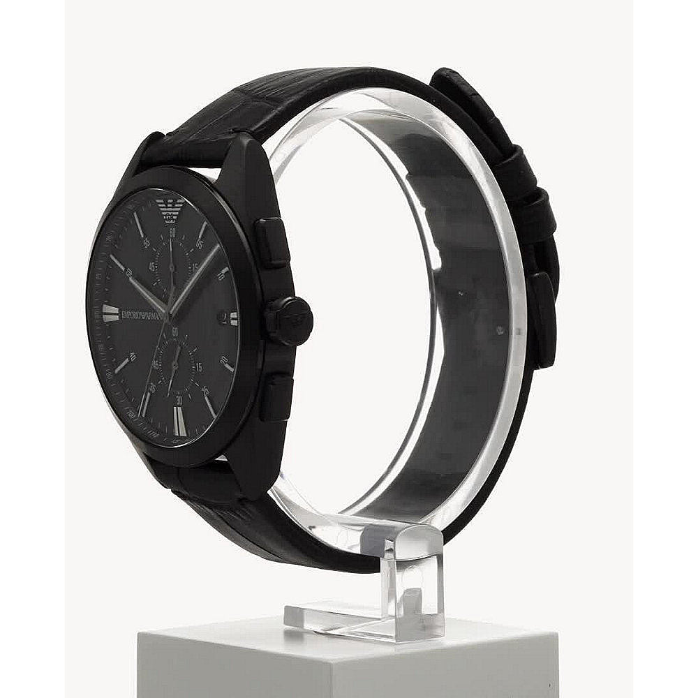 Emporio Armani Chronograph Dial and Black Leather 46mm Men's Watch | AR11483