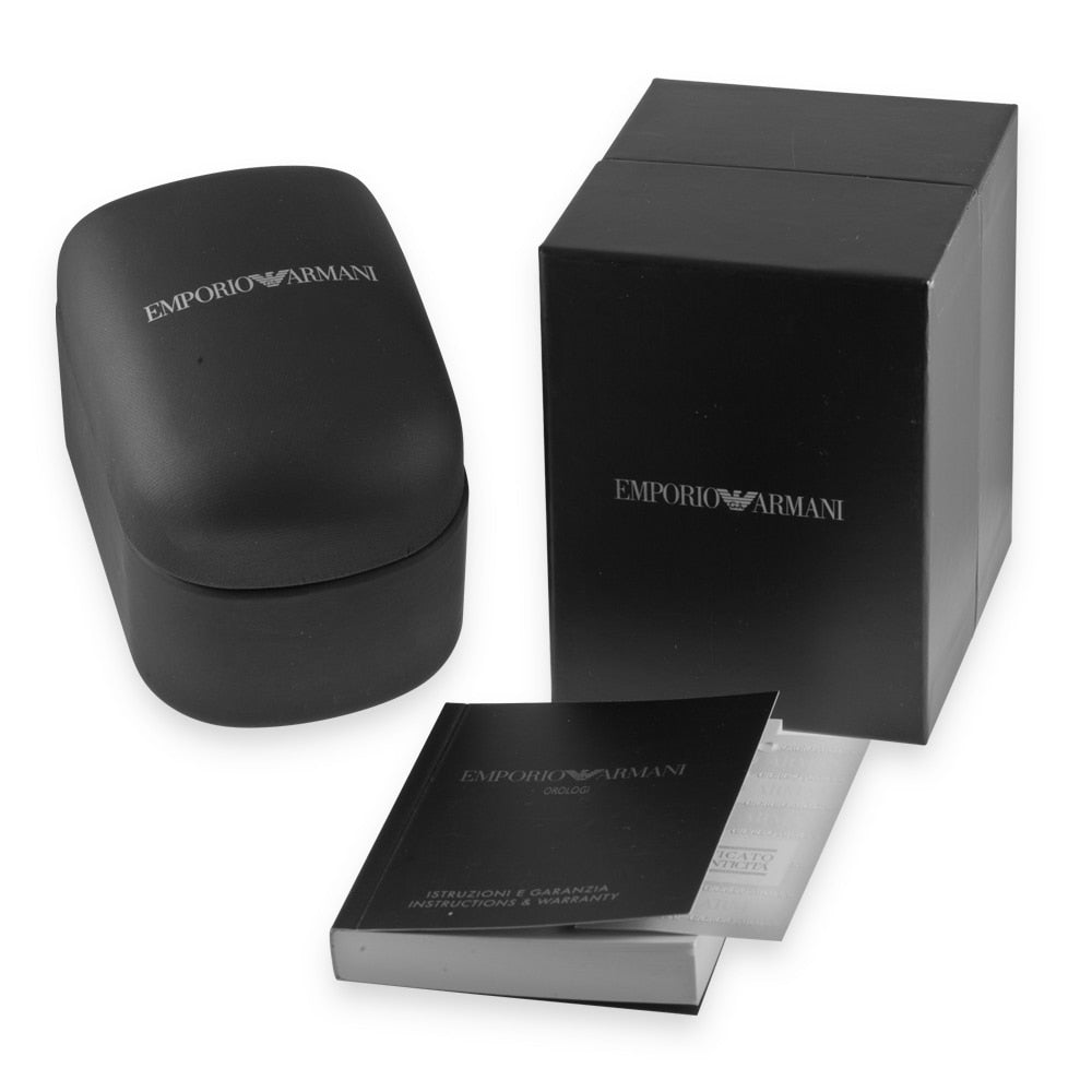 Emporio Armani Chronograph Black Dial and Silver Steel Bracelet Mesh 44mm Men's Watch | AR1808