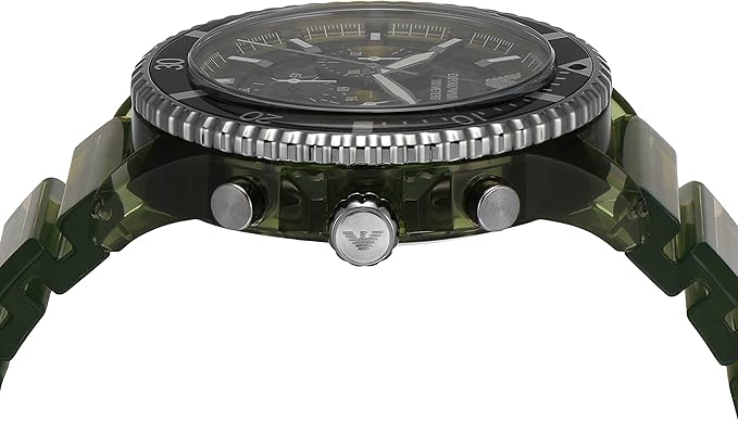 Emporio Armani Chronograph Olive Green Dial and Green Rubber 44mm Men's Watch | AR11534 | TIME Watches