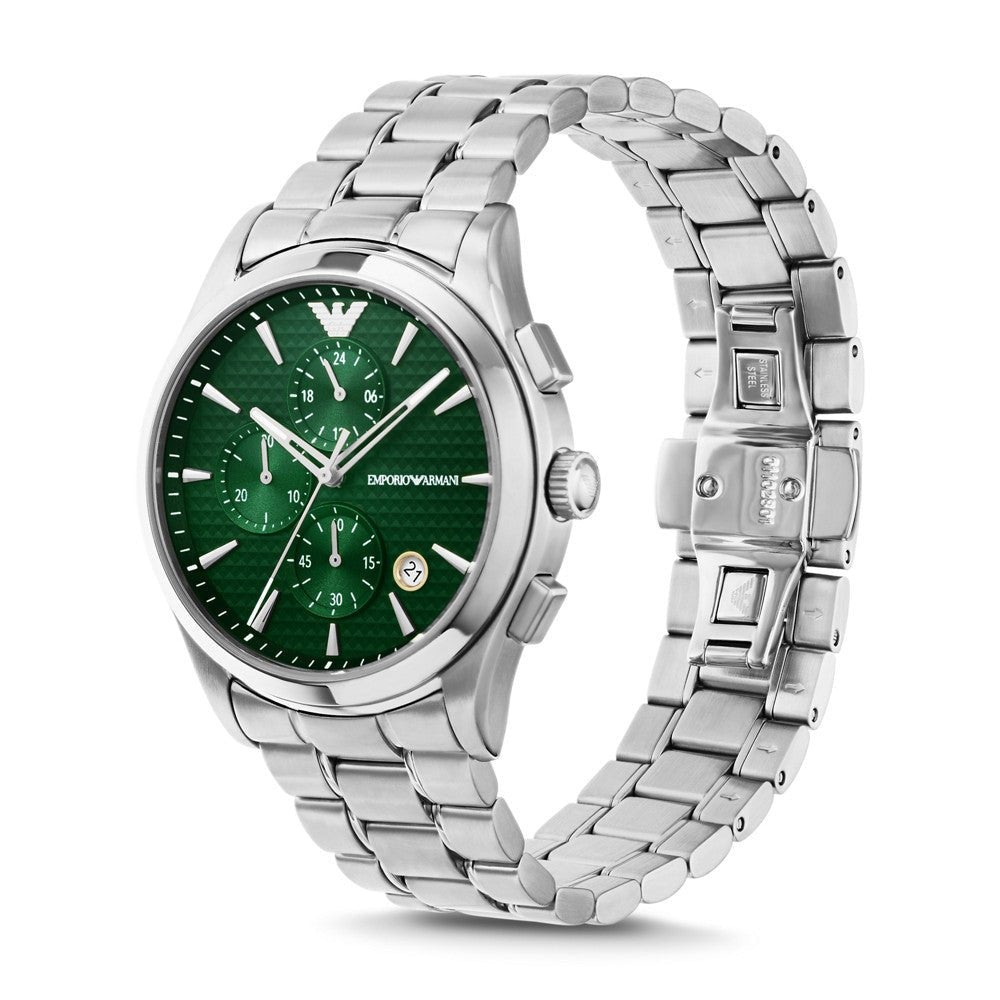 Emporio Armani Chronograph Silver-Tone Dial and Silver Stainless Steel 43mm Men's Watch | AR11529