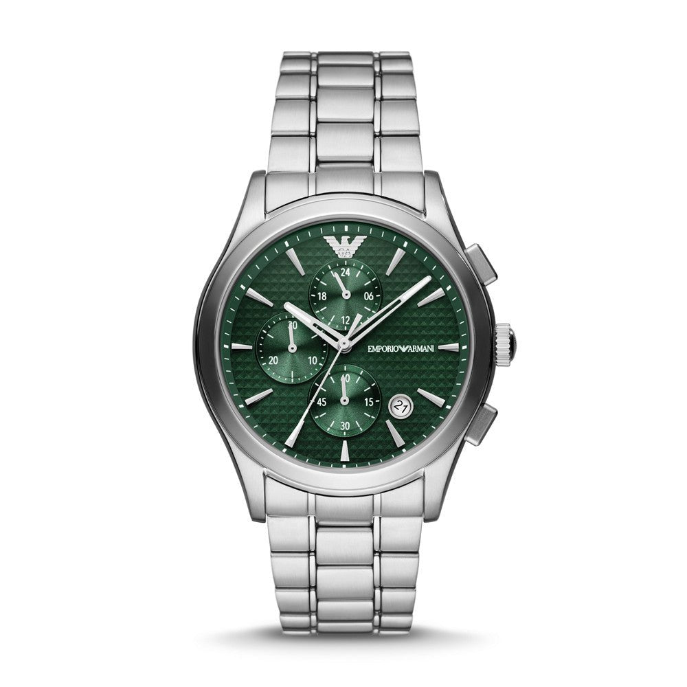 Emporio Armani Chronograph Silver-Tone Dial and Silver Stainless Steel 43mm Men's Watch | AR11529