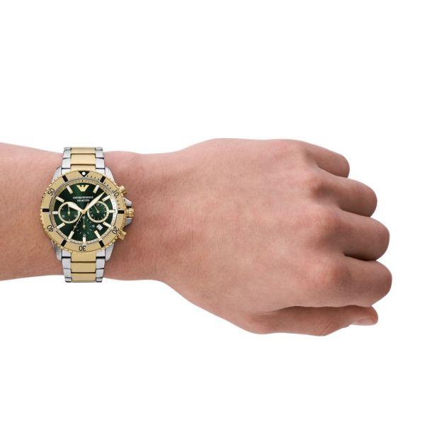Emporio Armani Chronograph Two-Tone Dial and Two-Tone Stainless Steel 43mm Men's Watch | AR11586