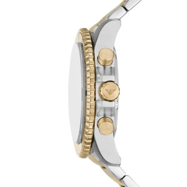 Emporio Armani Chronograph Two-Tone Dial and Two-Tone Stainless Steel 43mm Men's Watch | AR11586