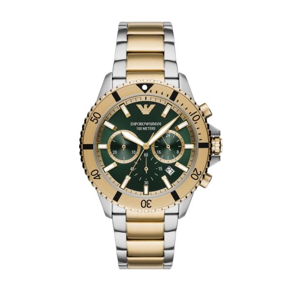 Emporio Armani Chronograph Two-Tone Dial and Two-Tone Stainless Steel 43mm Men's Watch | AR11586
