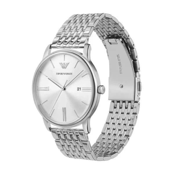 Emporio Armani Classic Silver - Tone Dial and Silver Stainless Steel 43mm Men's Watch | AR11599 | TIME Watches