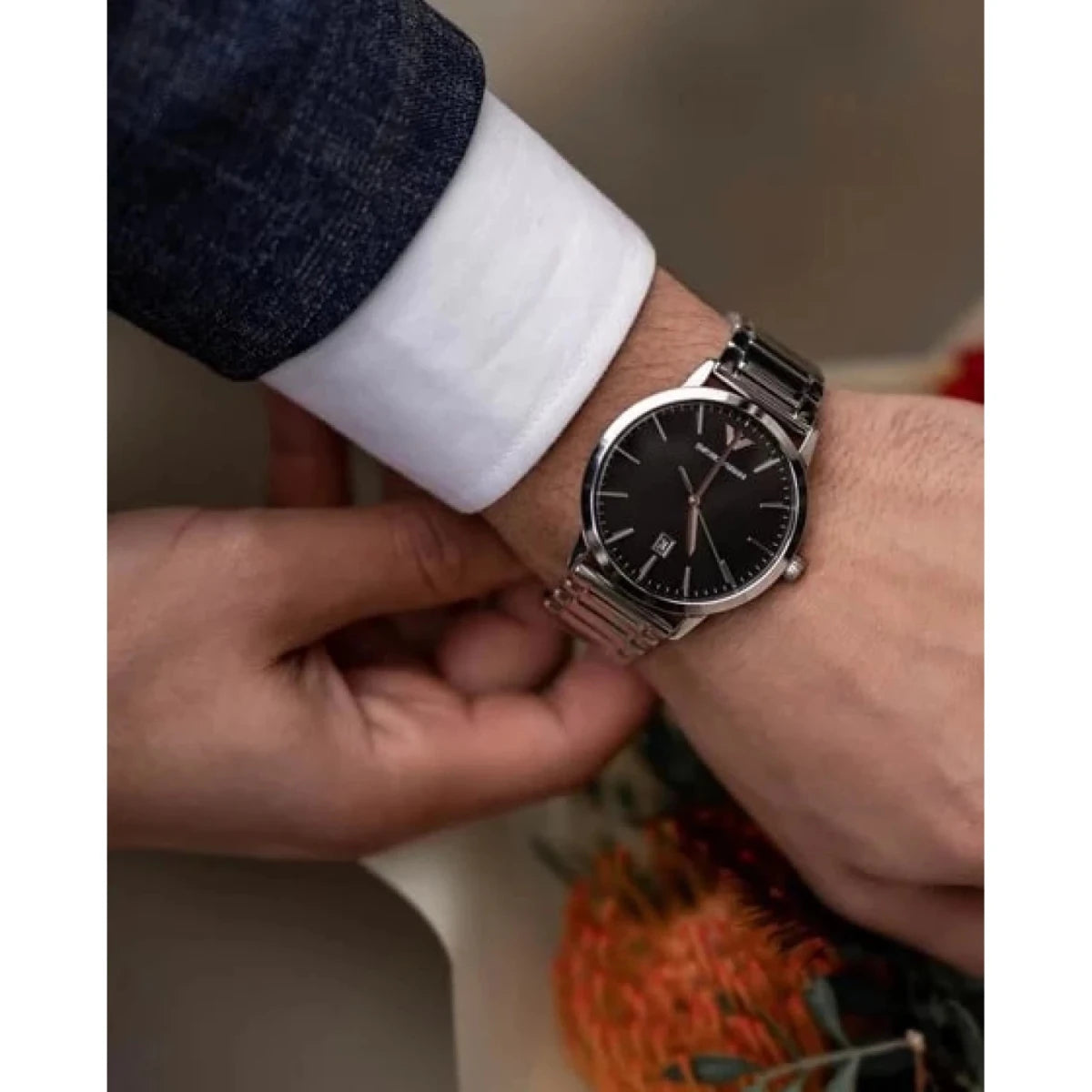 Emporio Armani Claudio Black Dial and Silver Steel Bracelet 43mm Men's Watch | AR11310 | TIME Watches