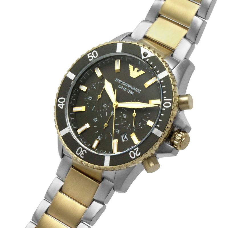 Emporio Armani Diver Two-Tone Dial and Two-Tone Stainless Steel 44mm Men's Watch | AR11361