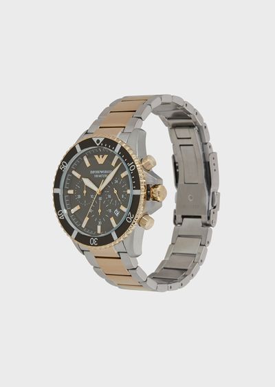 Emporio Armani Diver Two-Tone Dial and Two-Tone Stainless Steel 44mm Men's Watch | AR11361