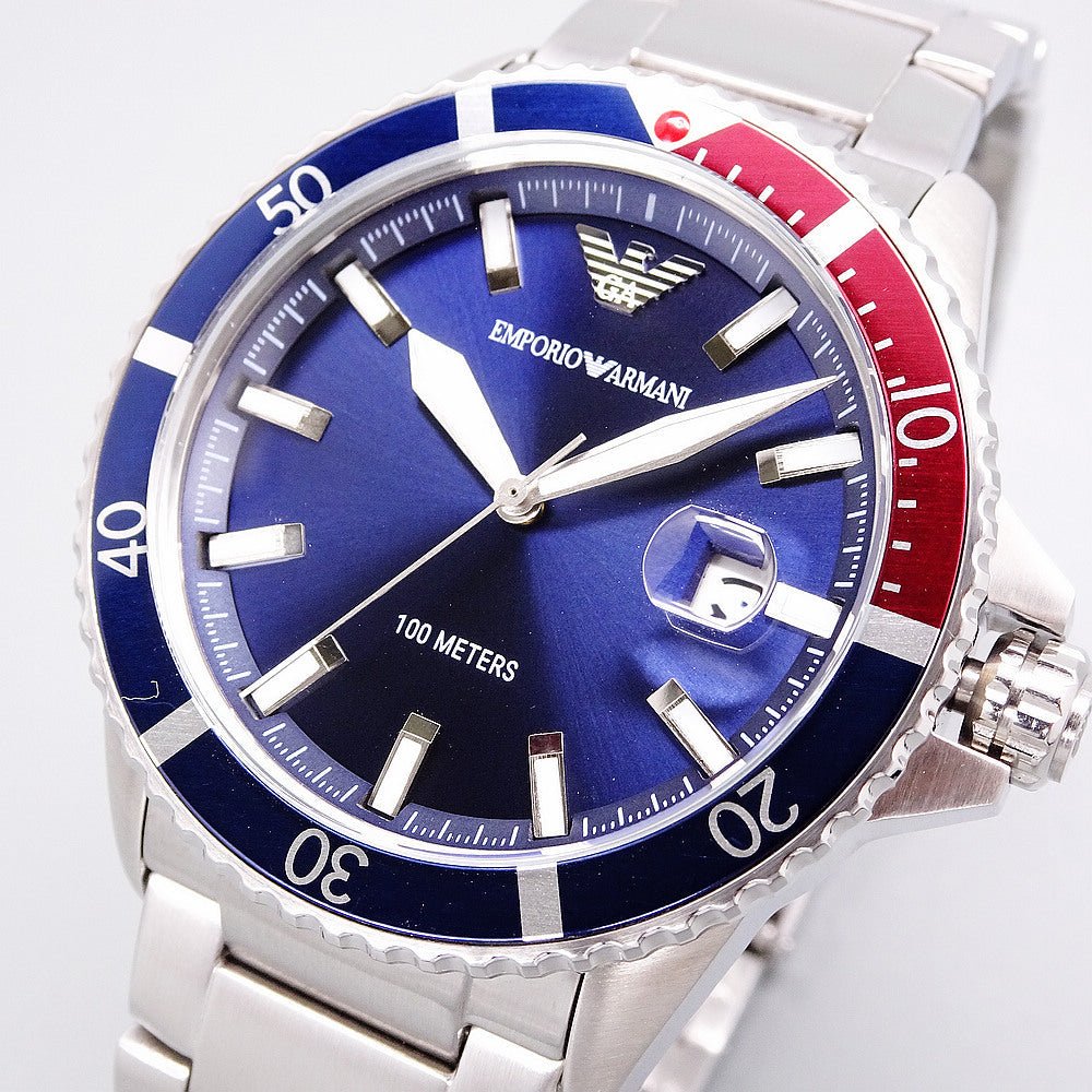 Emporio Armani Diver Black Dial and Silver Stainless Steel 43mm Men's Watch | AR11339