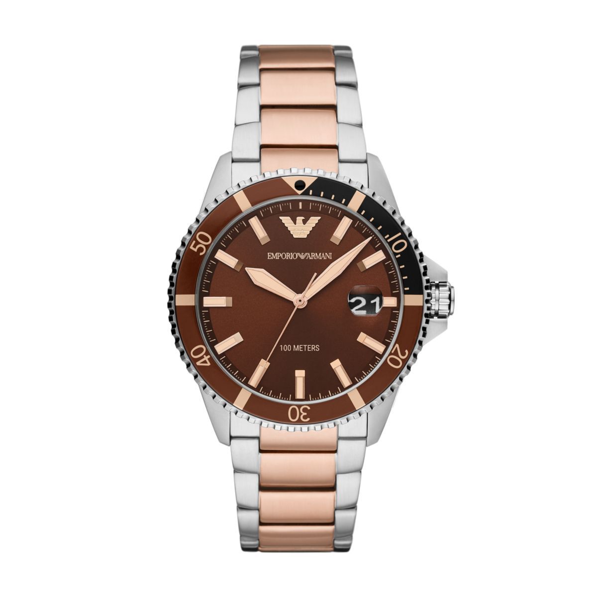 Emporio Armani Diver Two-Tone Dial and Two-Tone Stainless Steel 43mm Men's Watch | AR11340