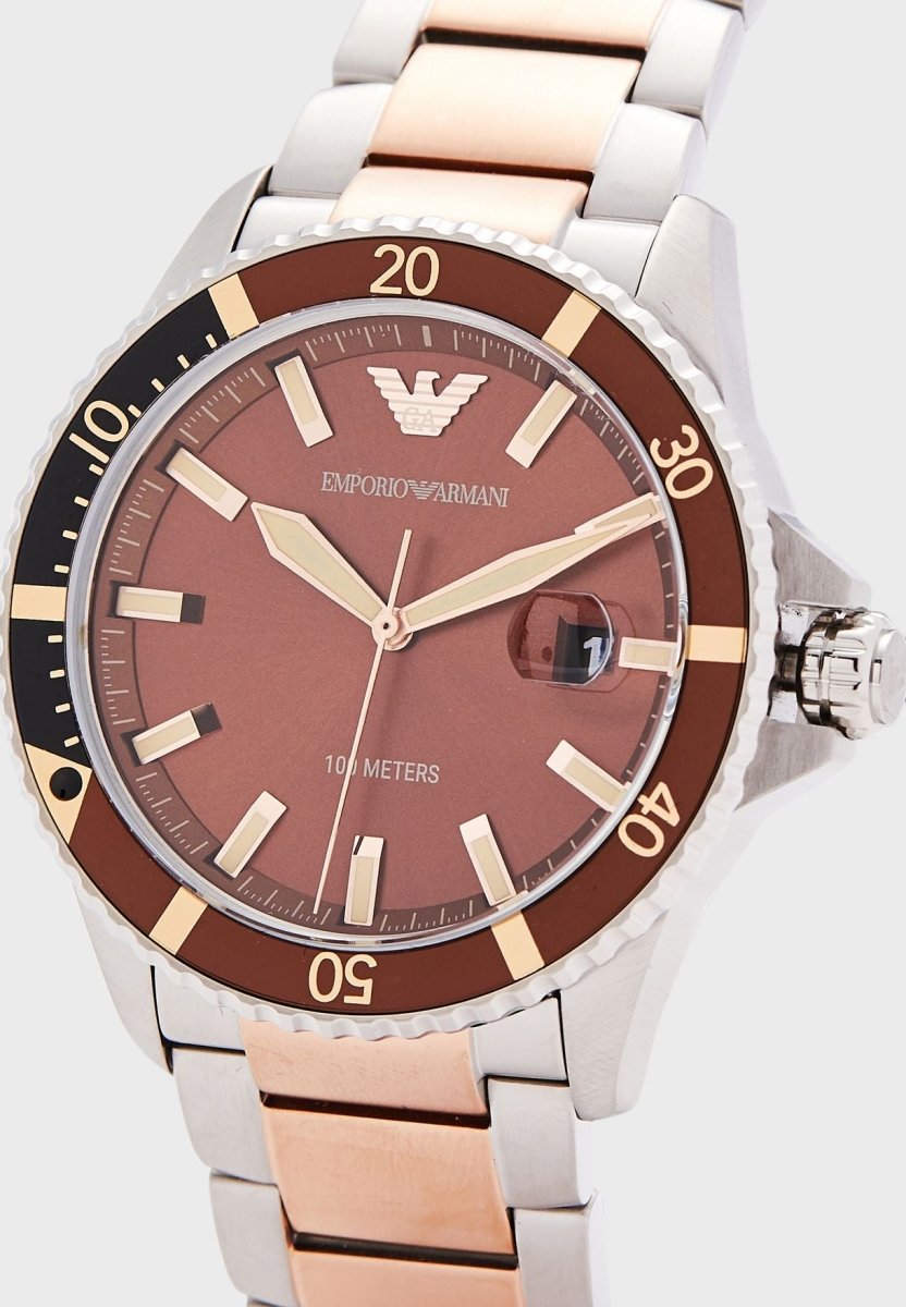 Emporio Armani Diver Two-Tone Dial and Two-Tone Stainless Steel 43mm Men's Watch | AR11340