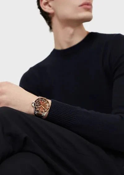 Emporio Armani Diver Two-Tone Dial and Two-Tone Stainless Steel 43mm Men's Watch | AR11340