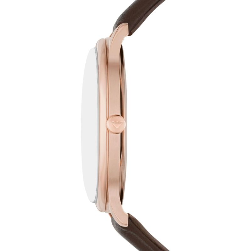 Emporio Armani Minimalist White Dial and Silver Leather 43mm Men's Watch | AR11572
