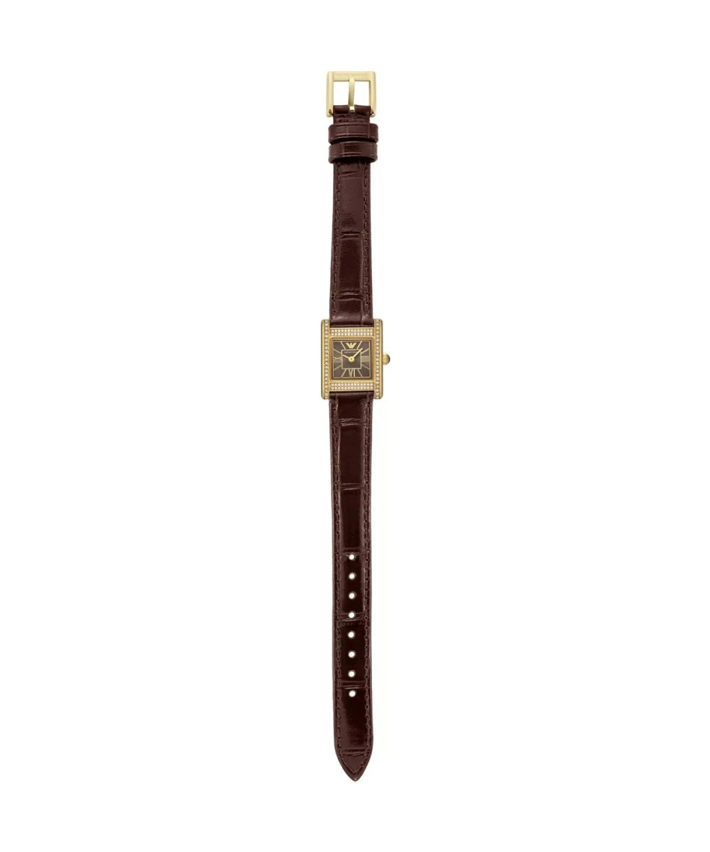 Emporio Armani Gianni T - Bar Black Dial and Brown Leather 32mm Women's Watch | AR11705 | TIME Watches