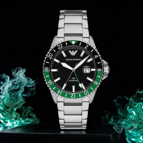 Emporio Armani GMT Dual Time Stainless Steel Watch | AR11589