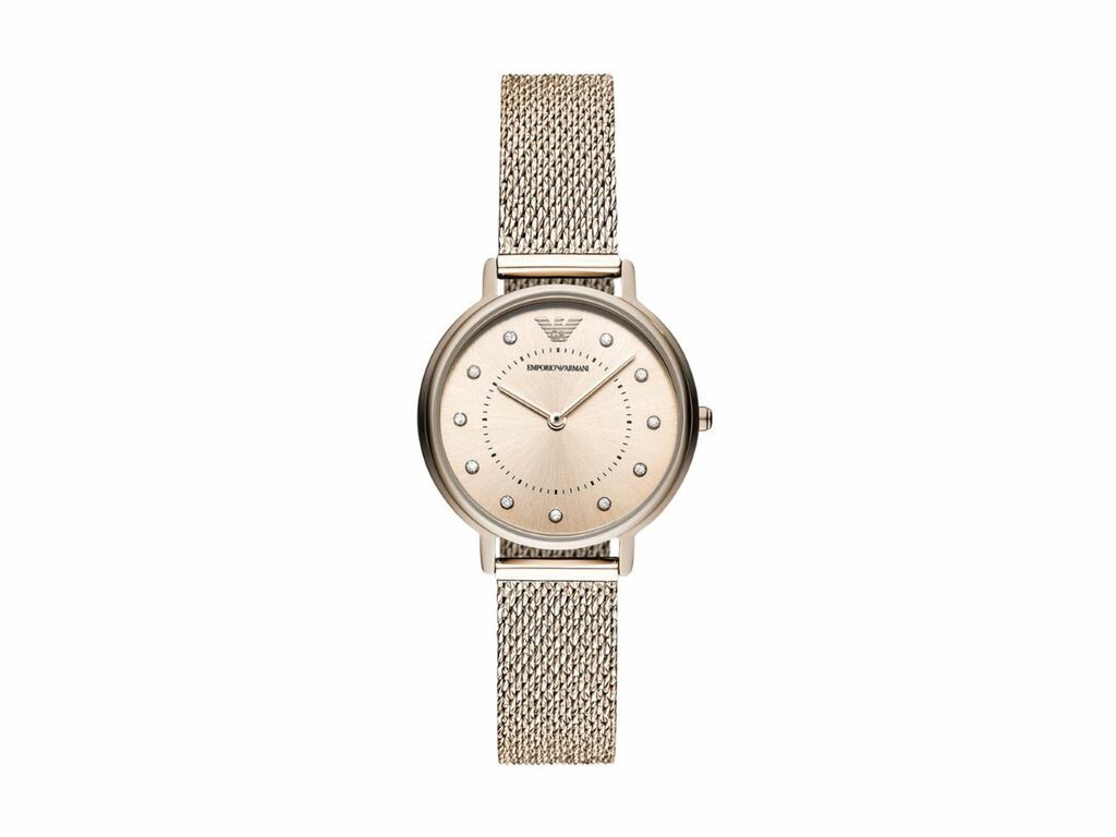 Emporio Armani Kappa Pink Dial and Silver Leather 38mm Women's Watch | AR11129