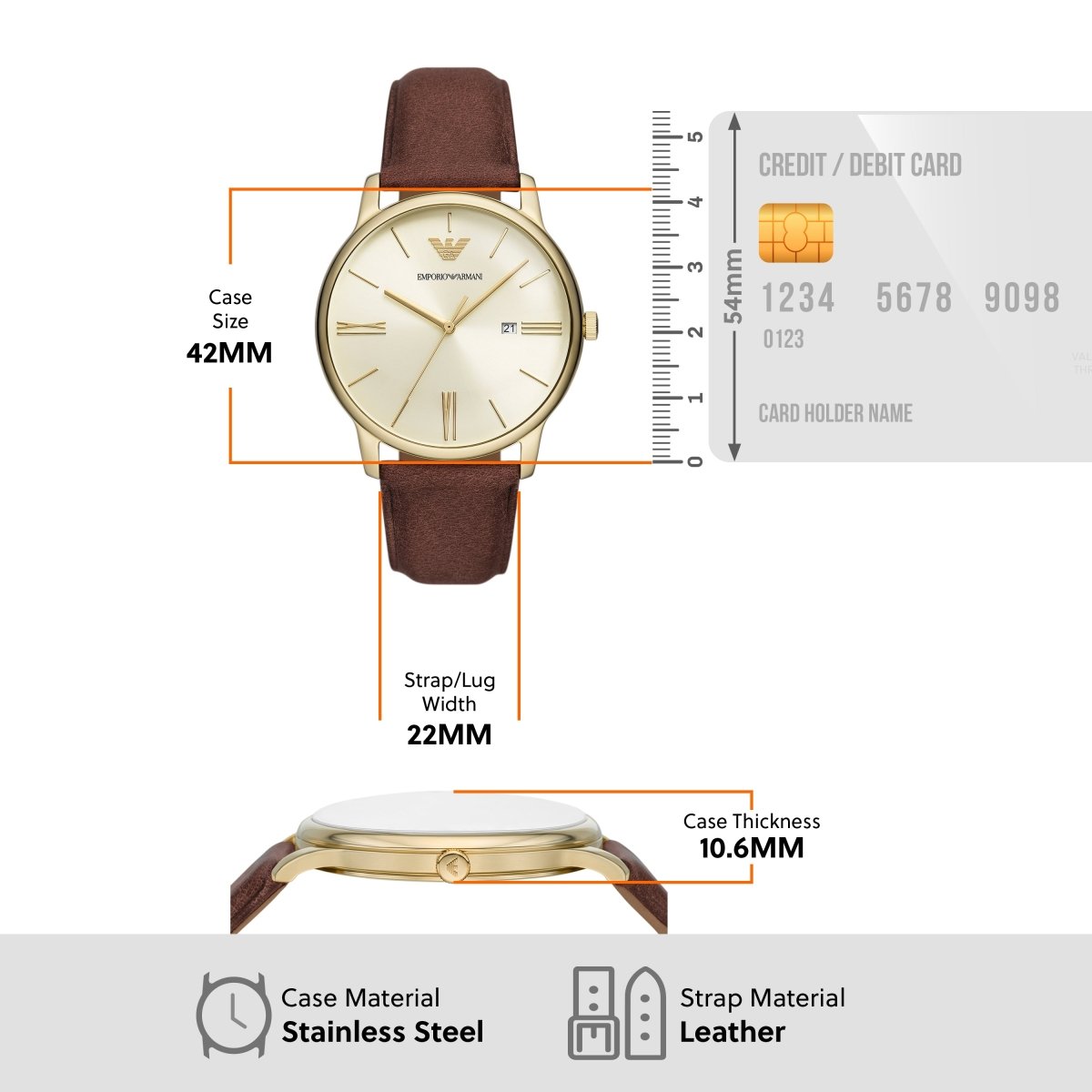 Emporio Armani Maddox Cream Dial and Brown Leather 42mm Men's Watch | AR11610 | TIME Watches