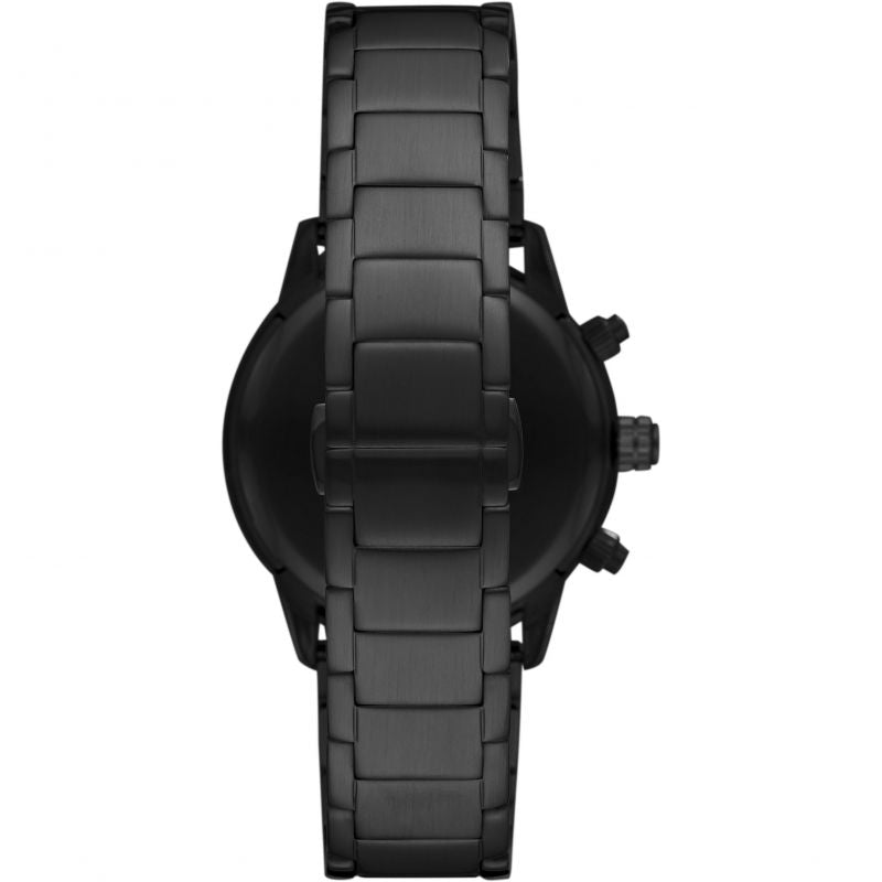Emporio Armani Mario Black Dial and Black Leather 44mm Men's Watch | AR11242