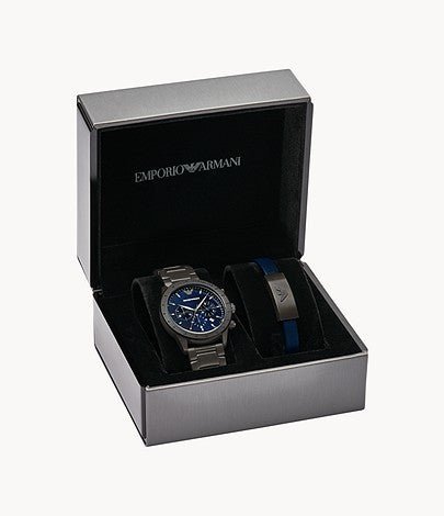 Emporio Armani Mario Gunmetal Dial and Gunmetal Stainless Steel 44mm Watch | AR80045