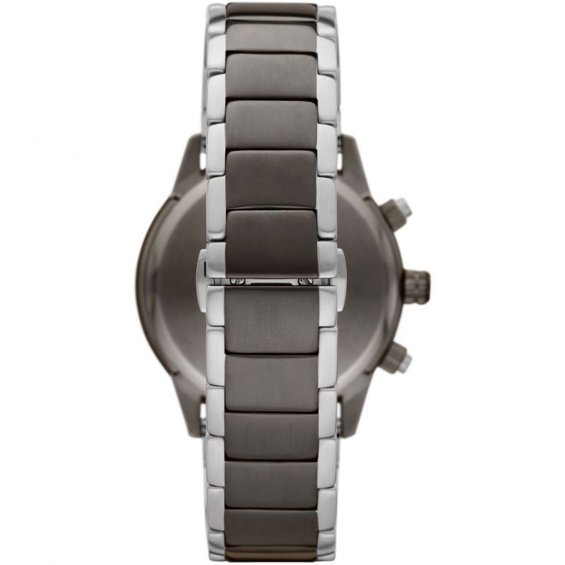Emporio Armani Mario Black Dial and Silver Leather 44mm Men's Watch | AR11391