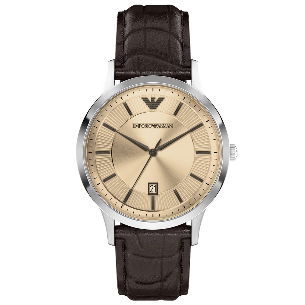 Emporio Armani Renato Gold Dial and Brown Leather 43mm Men's Watch | AR11783 | TIME Watches