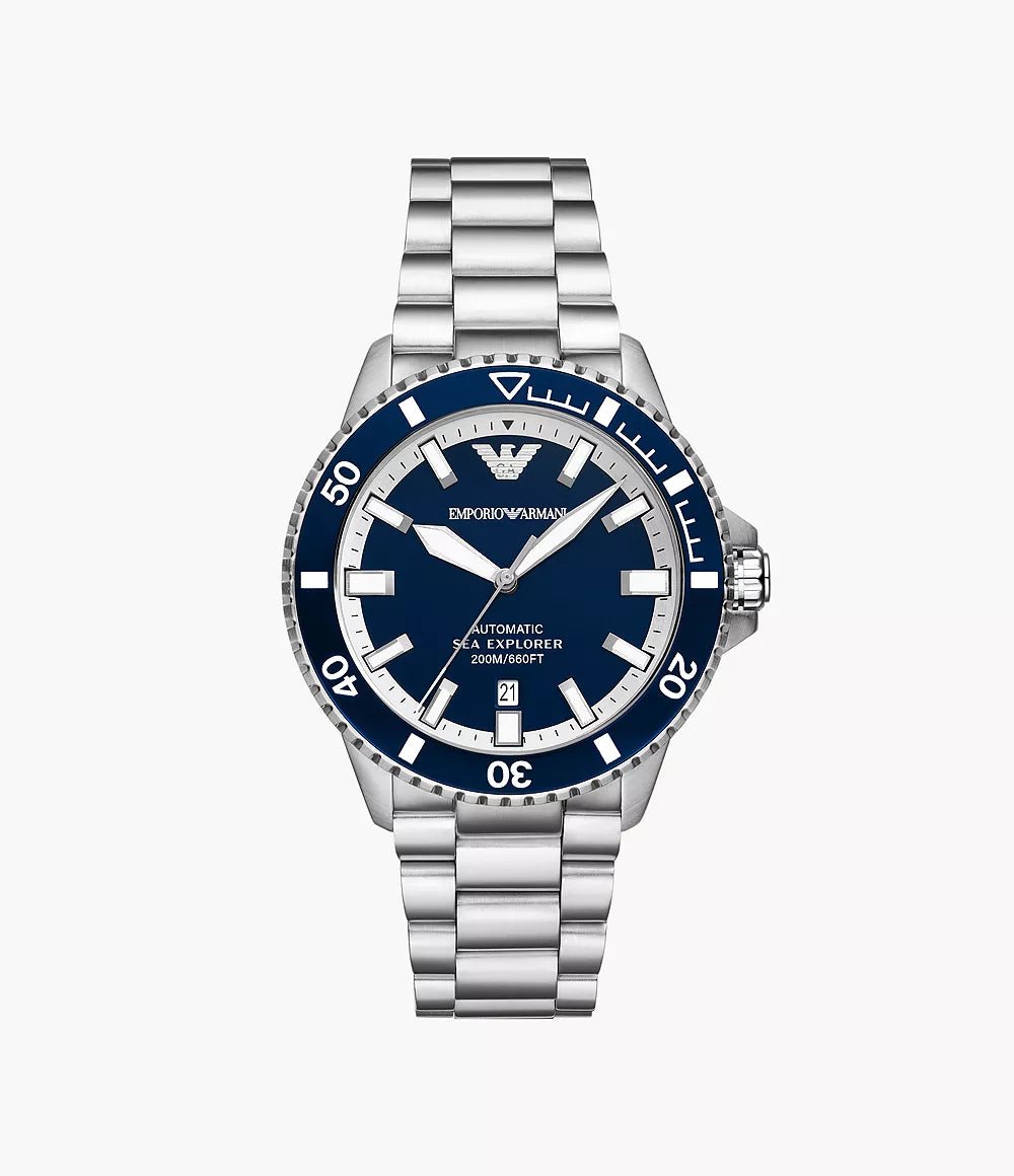 Emporio Armani Sea Explorer Automatic Stainless Steel Men's Watch | AR60079 | Time Watch Specialists