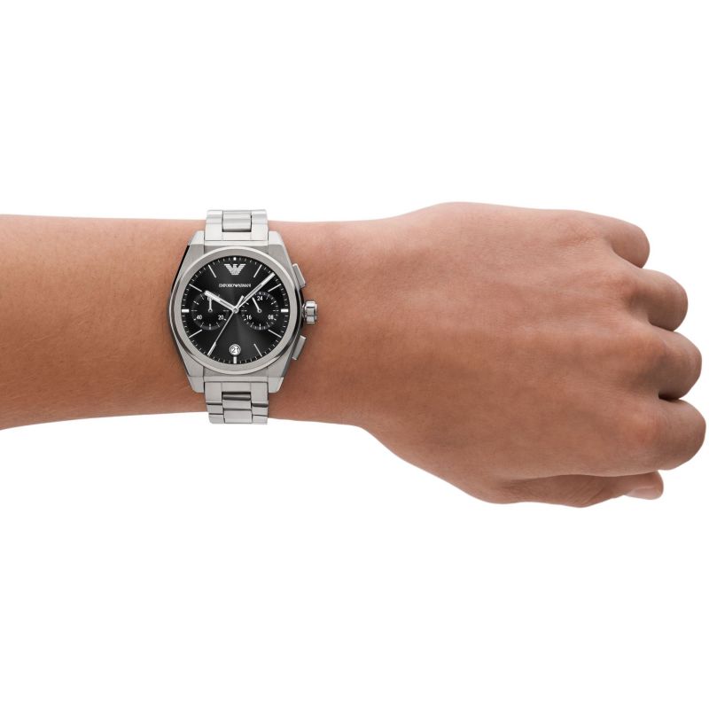 Emporio Armani Federico Black Dial and Black Stainless Steel 43mm Men's Watch | AR11560