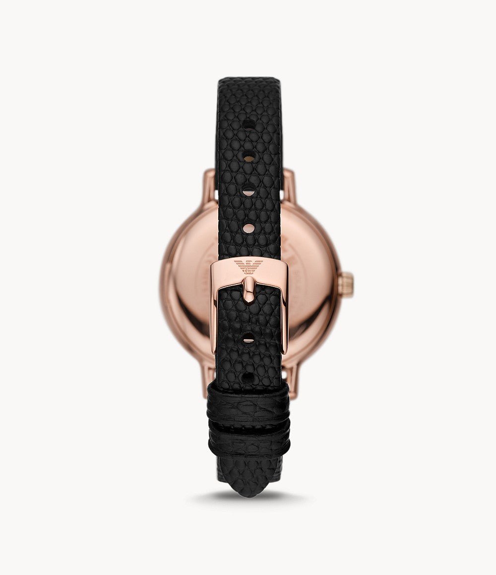 Emporio Armani Classic Black Dial and Black Leather 32mm Women's Watch | AR11485