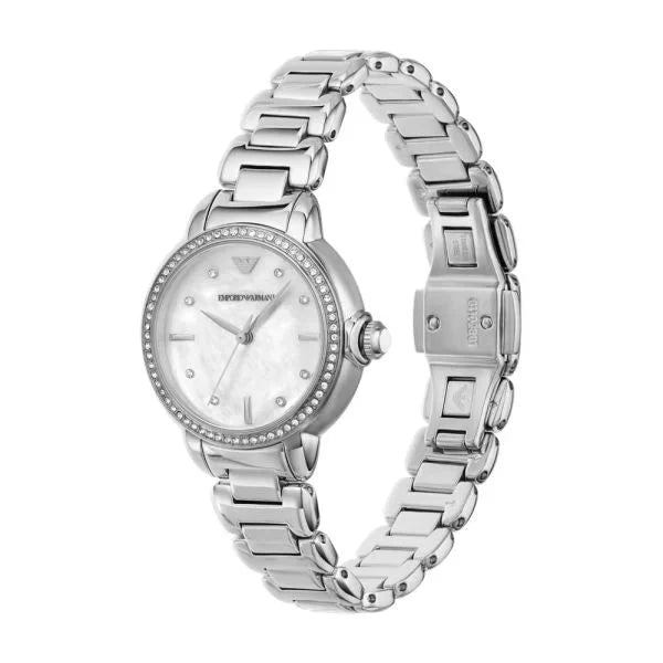 Emporio Armani Classic Silver Dial and Silver Stainless Steel 32mm Women's Watch | AR11596