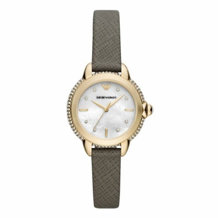 Emporio Armani Classic Silver Dial and Taupe Leather 38mm Women's Watch | AR11526