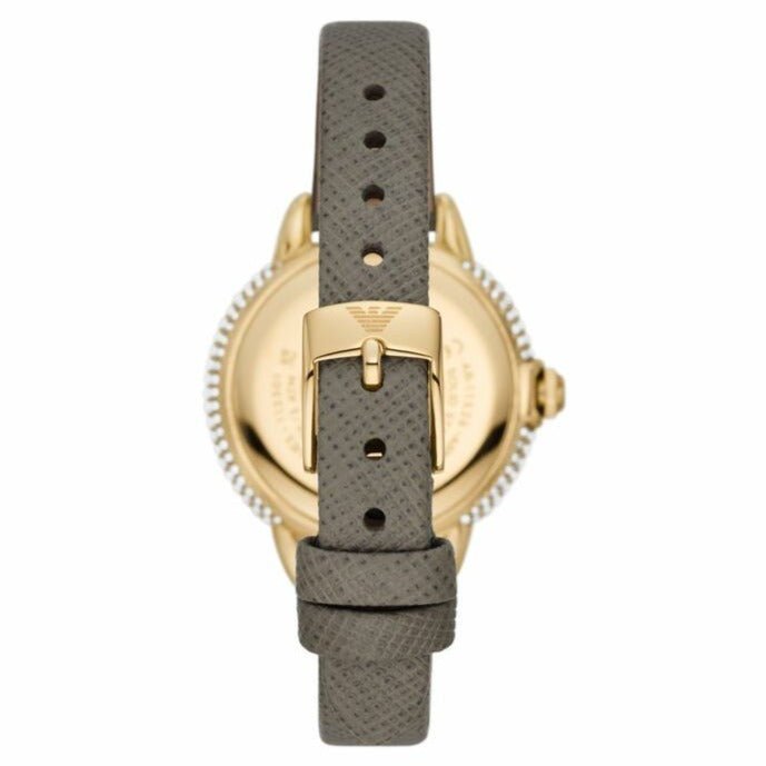 Emporio Armani Classic Silver Dial and Taupe Leather 38mm Women's Watch | AR11526
