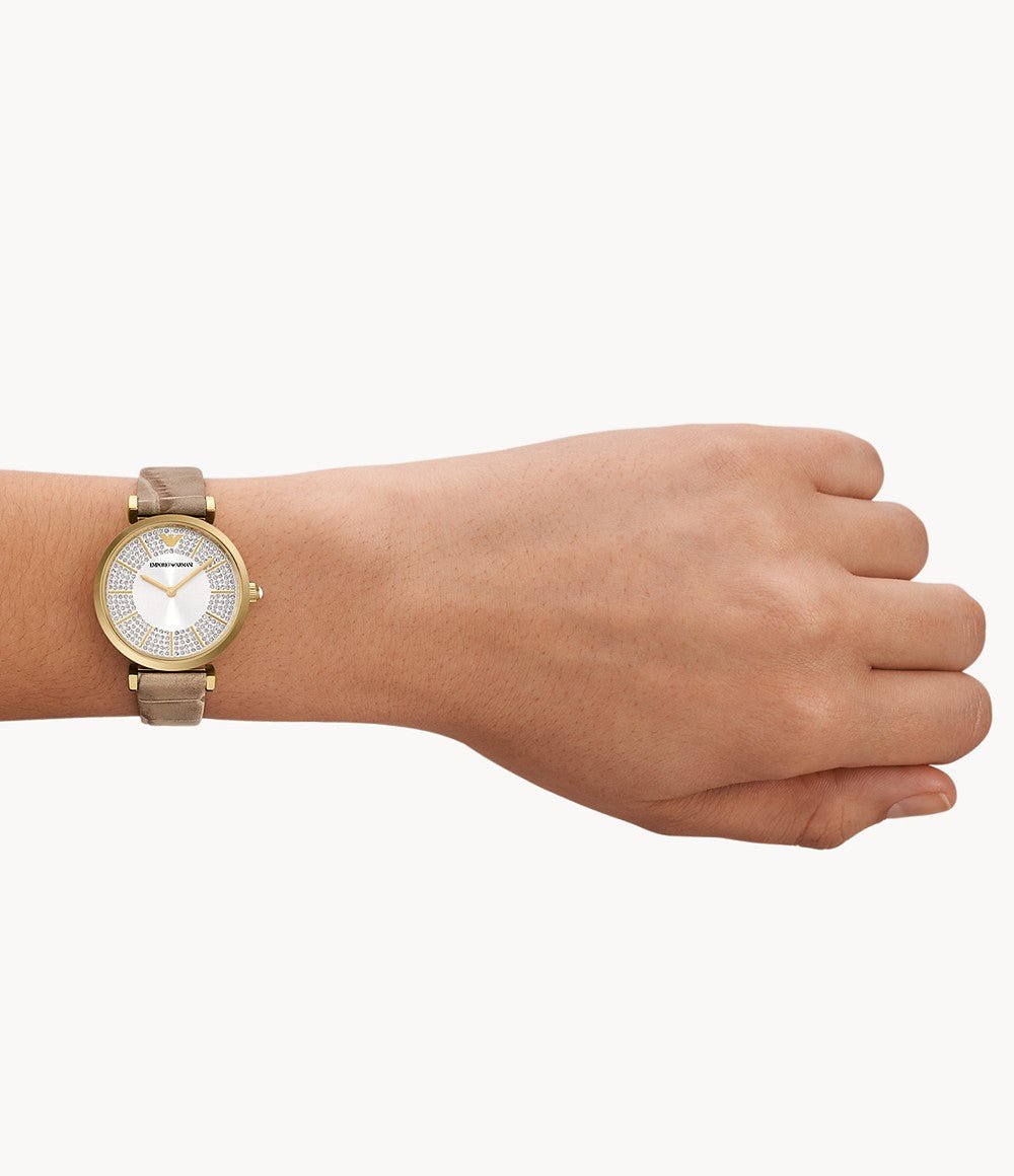 Emporio Armani Classic Taupe Dial and Taupe Leather 32mm Women's Watch | AR11518