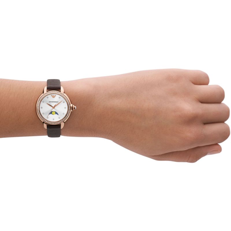 Emporio Armani Classic Mother of Pearl Dial and Silver Leather 32mm Women's Watch | AR11568