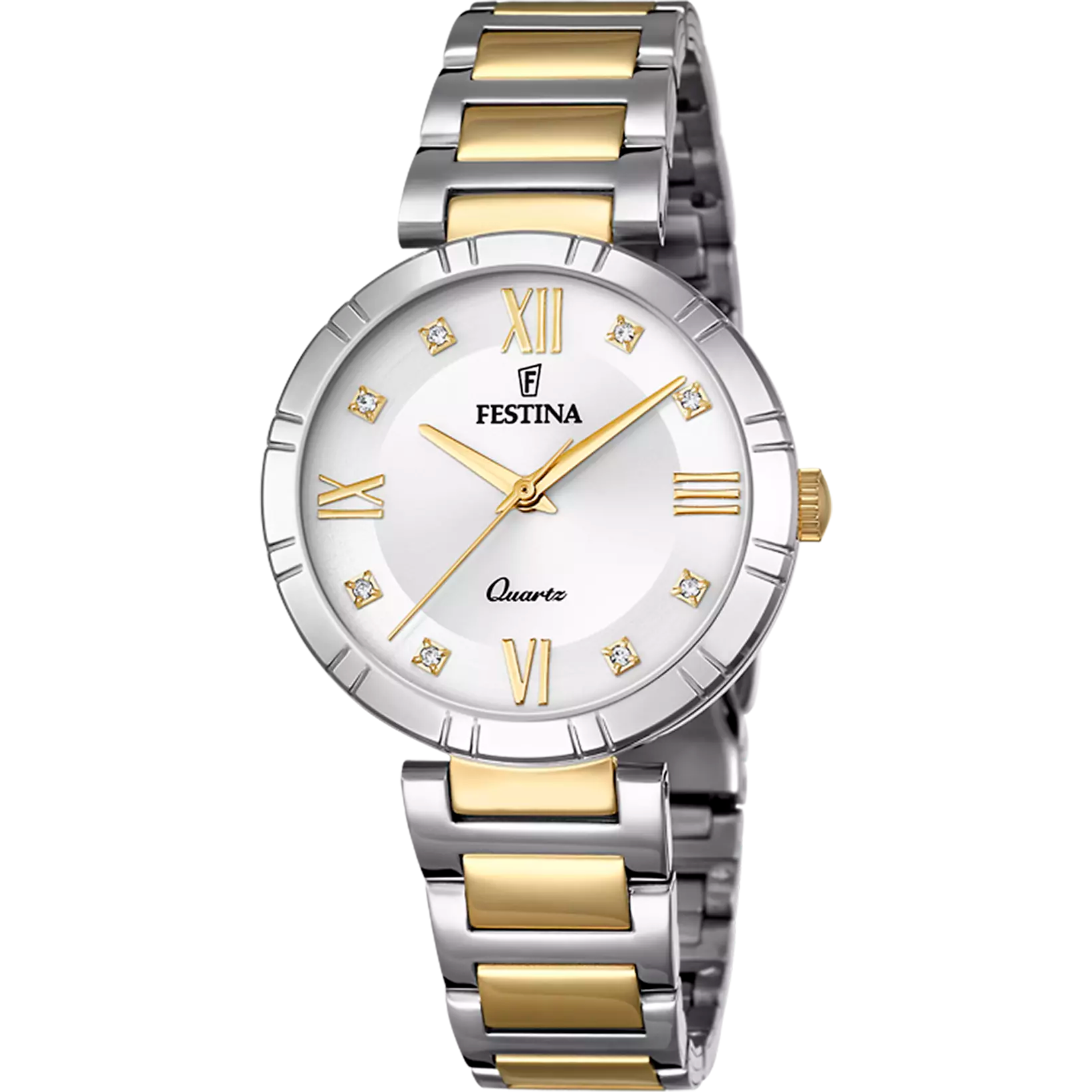 Festina Mademoiselle Quartz Grey Dial Yellow Gold Roman Numerals Stainless Steel Women's Watch | F16937/A