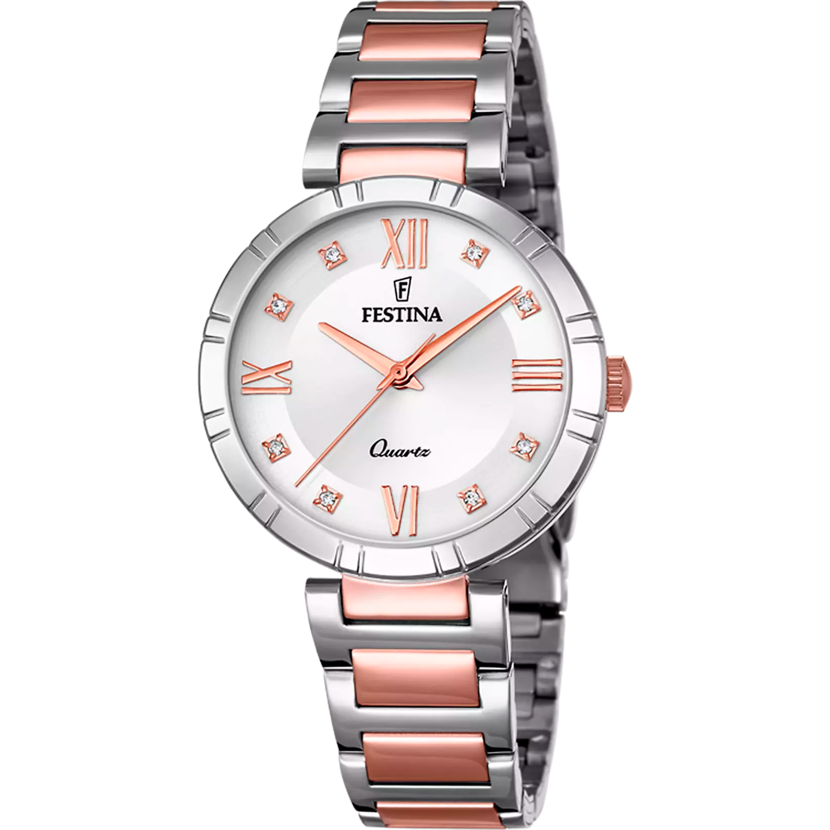 Festina Mademoiselle Quartz Grey Dial Rose Gold Stainless Steel Women Watch | F16937/D