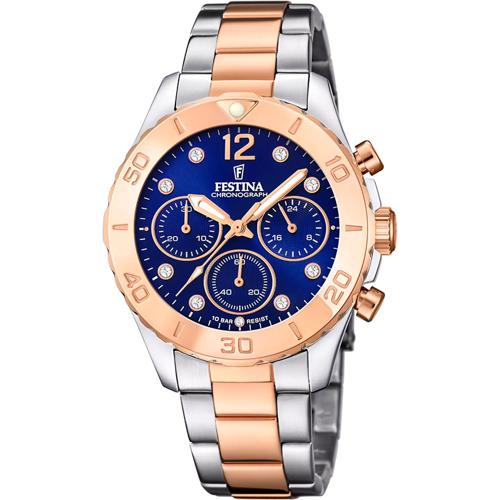 Festina Boyfriend Quartz Chronograph Mother Of Pearl Rose Gold PVD Women's Watch | F20605/3