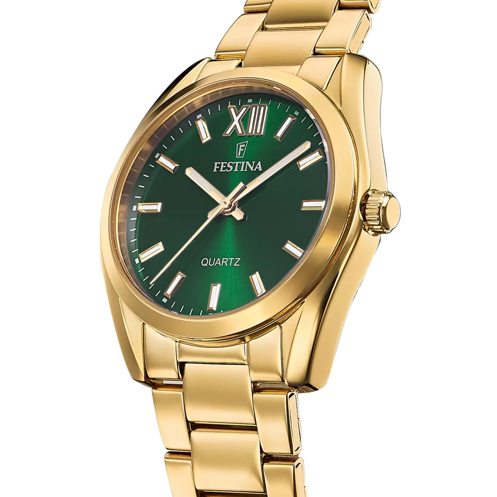Festina Boyfriend Quartz Sunray Deep Green Stainless Steel Gold PVD Women's Watch | F20640/4