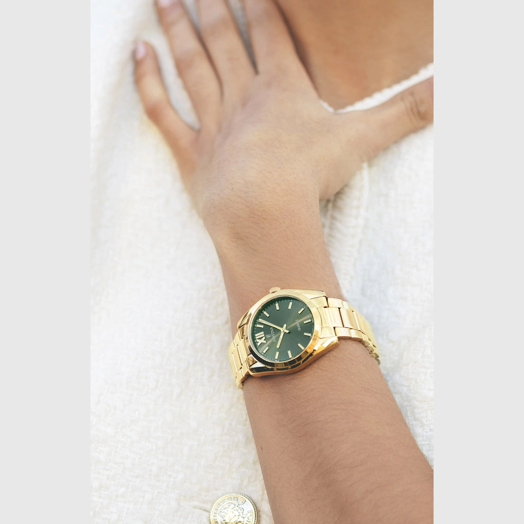 Festina Boyfriend Quartz Sunray Deep Green Stainless Steel Gold PVD Women's Watch | F20640/4