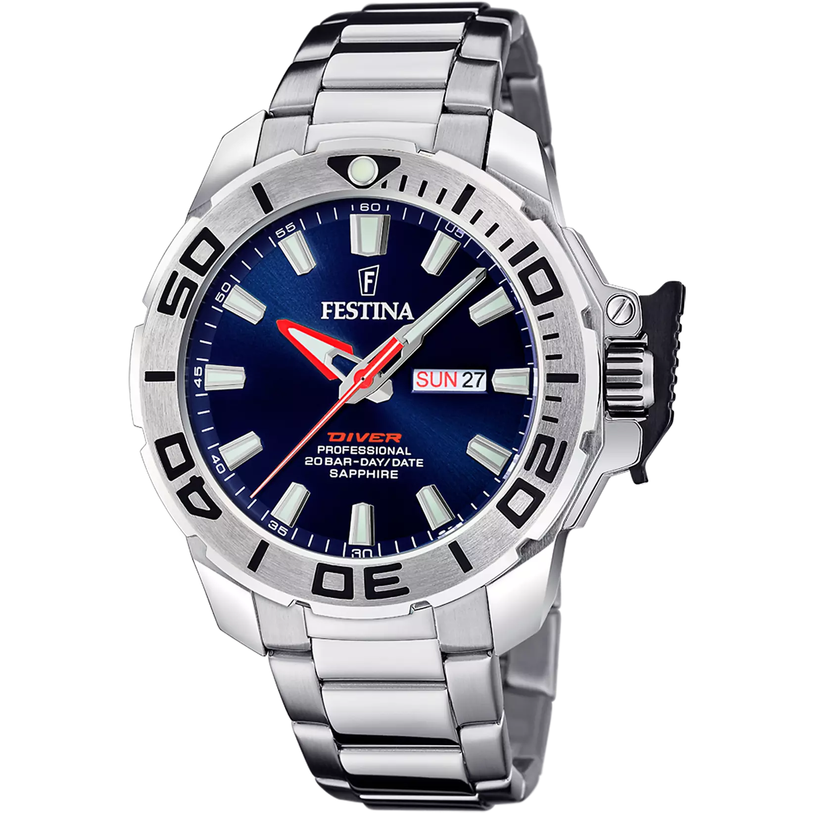 Festina The Originals Quartz Blue Dial Red Minute Hand Stainless Steel Men's Watch | F20665/1