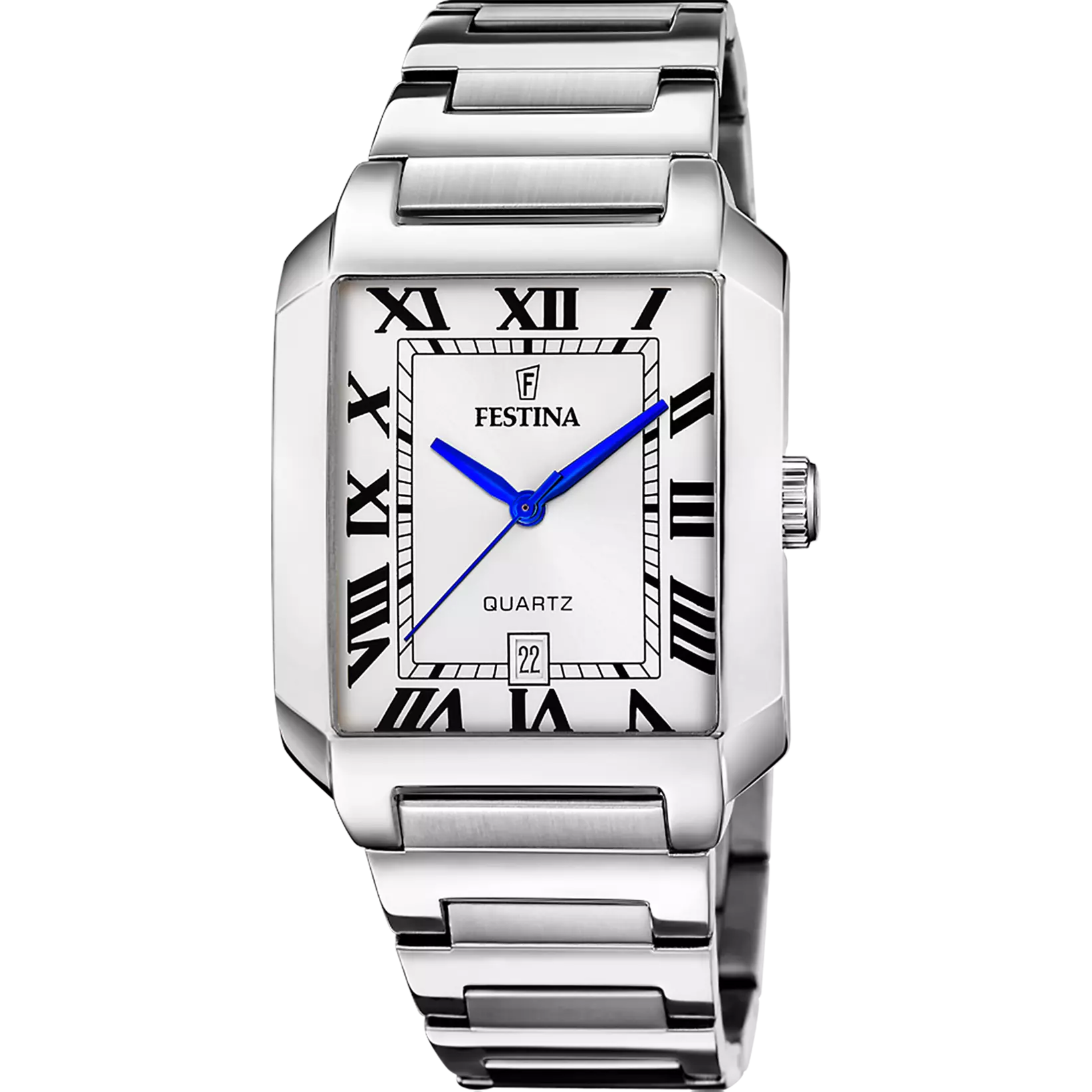 Festina On The Square Quartz Rectangular Silver Dial Stainless Steel Men's Watch | F20677/1