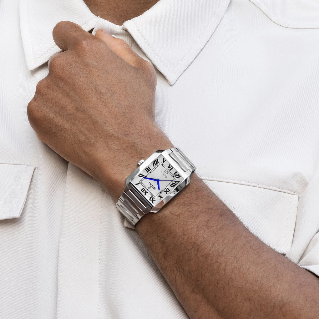 Festina On The Square Quartz Rectangular Silver Dial Stainless Steel Men's Watch | F20677/1