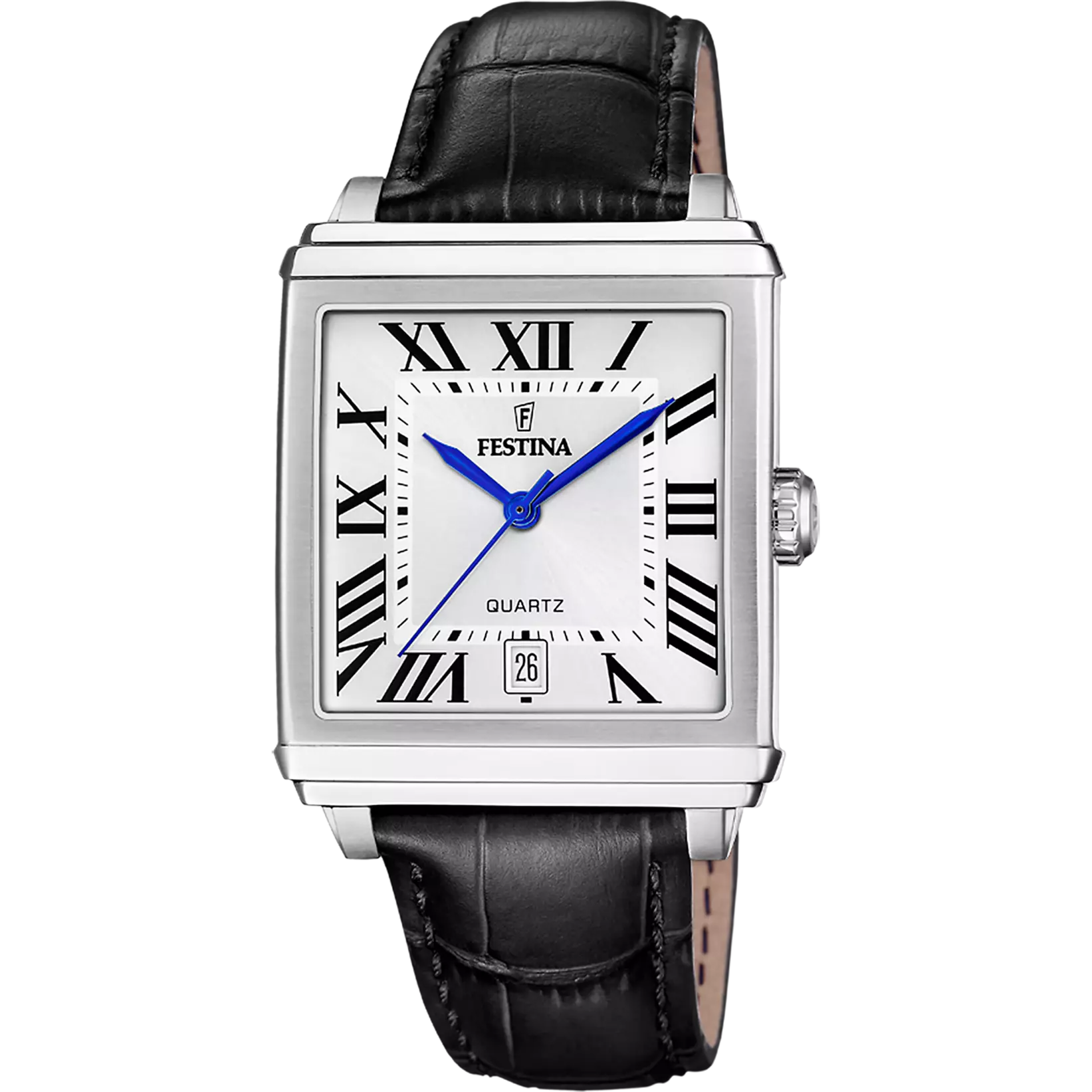 Festina On The Square Quartz Rectangular Black Leather Dial Unisex Watch | F20681/1