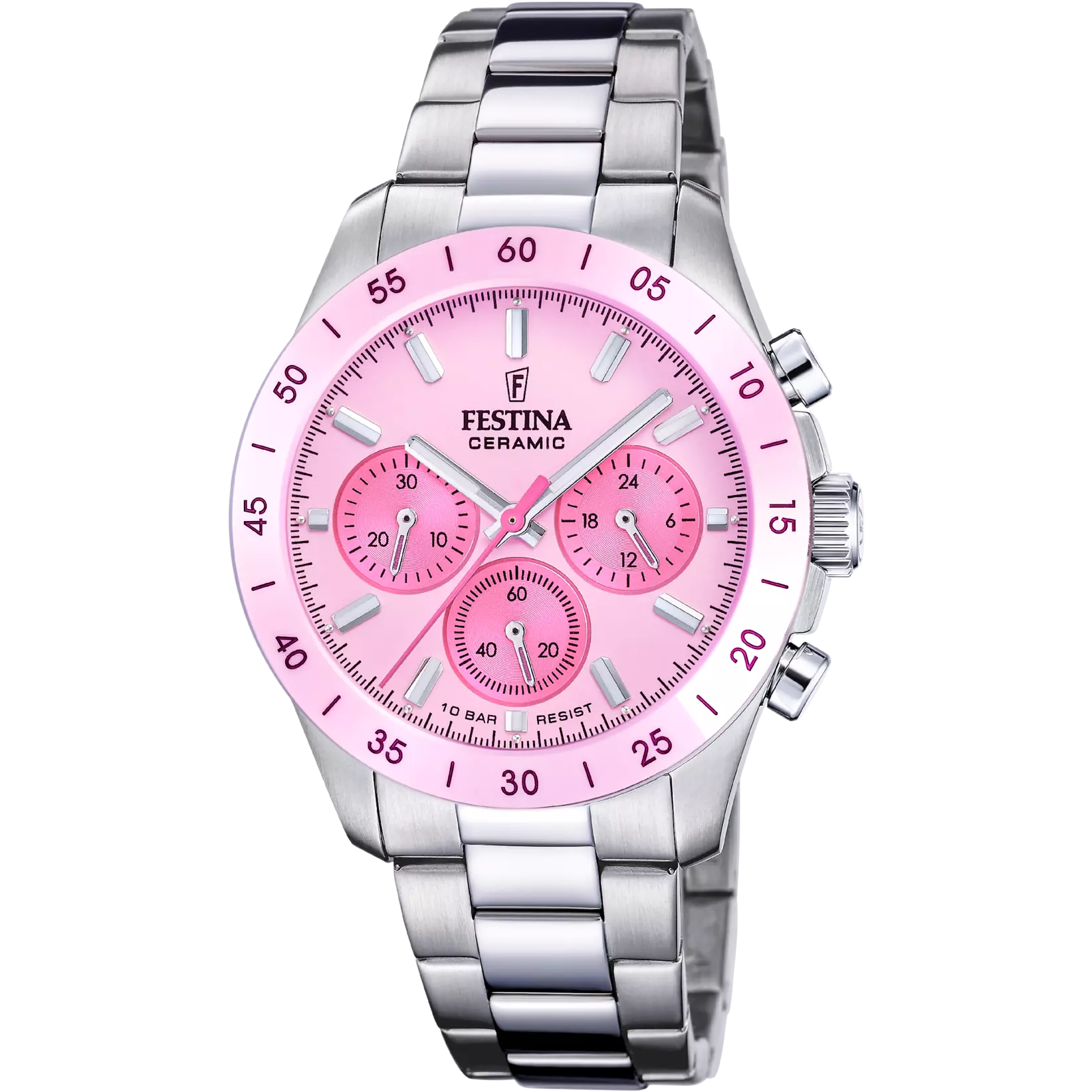 Festina Ceramic Quartz Chronograph Pink Stainless Steel Women's Watch | F20693/2