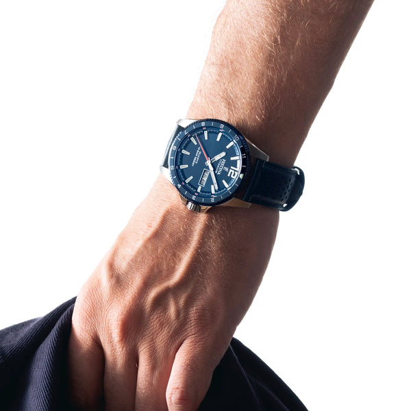 Festina Titanium Quartz Blue Dial Red Second Hand Leather Men's Watch | F20699/2