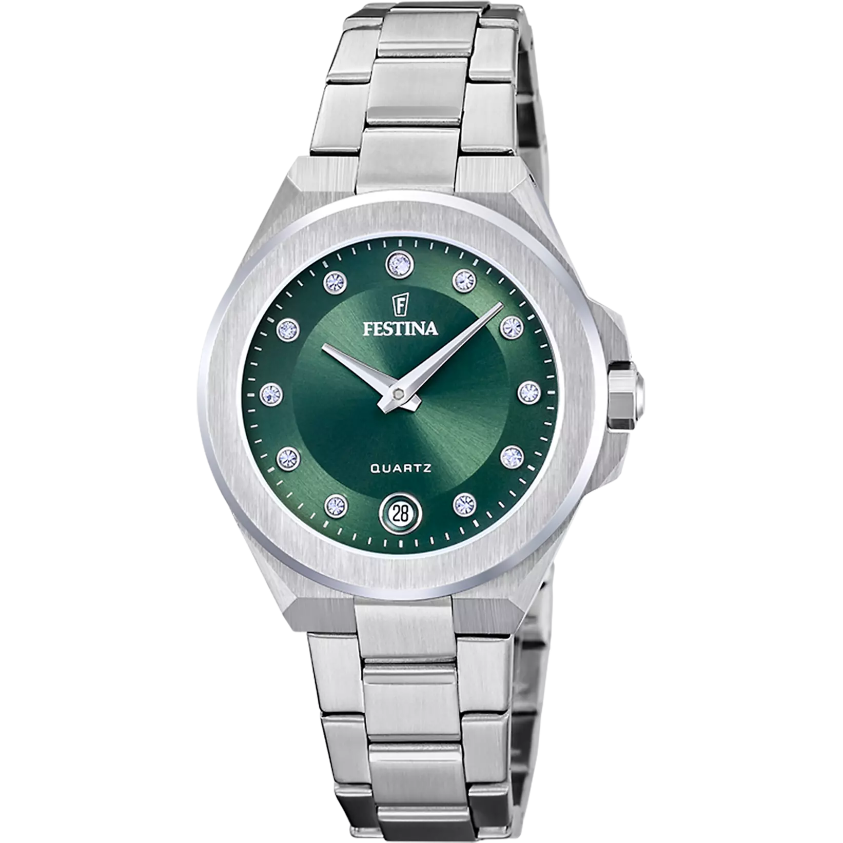 Festina Mademoiselle Quartz Green Dial Embellished Indices Stainless Steel Women's Watch | F20700/4