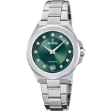 Festina Mademoiselle Quartz Green Dial Embellished Indices Stainless Steel Women's Watch | F20700/4